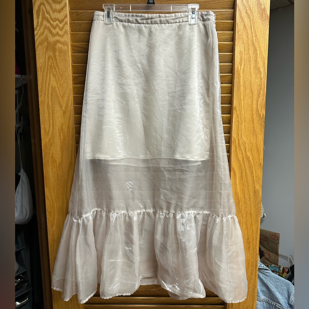 Anthropologie Cream Midi Skirt